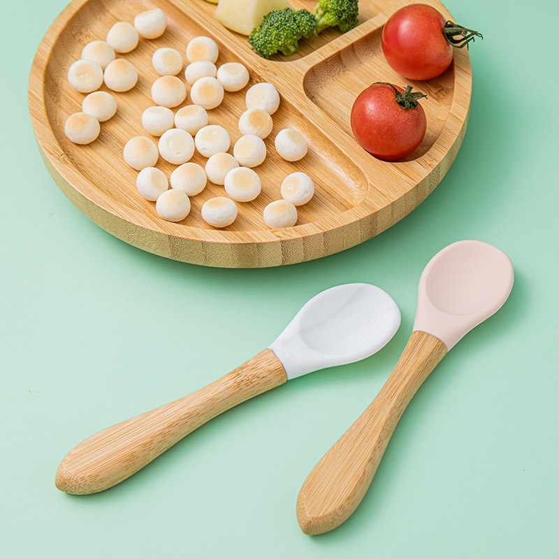 Suction Base Baby Bamboo Plate with Spoon